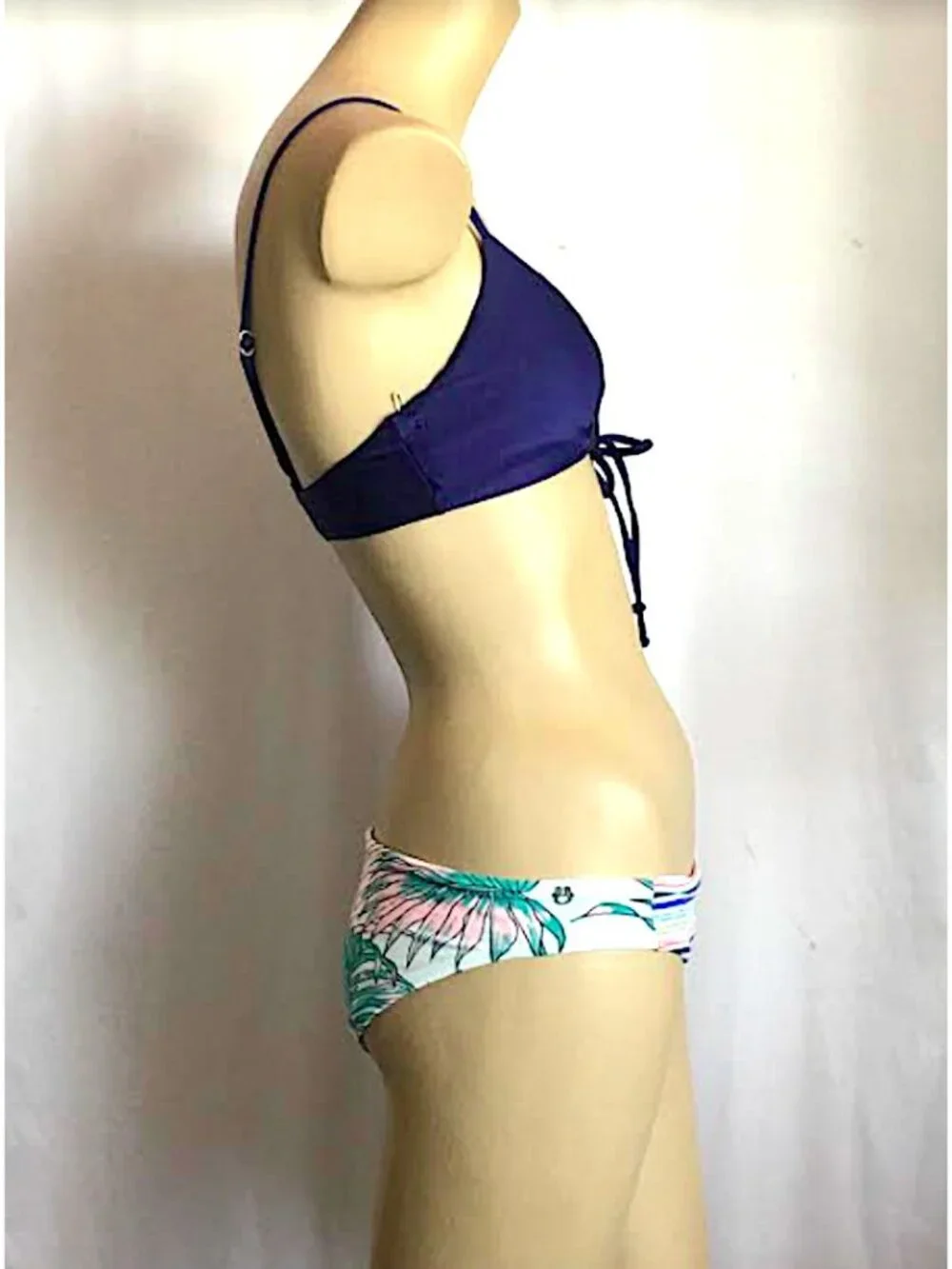 Maaji  Navy Lace up Top 4-way Reversible Small Bikini Set + gift  Womens